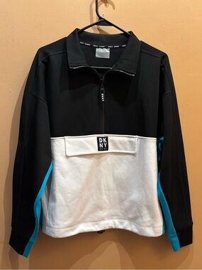 DKNY Sport 1/2 Zip Pullover Sport Color Block With Pocket Size Small